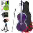 2cco-purple Cecilio 1 2 Cco-purple Student Cello Outfit W Soft Case Book Stand Strings 847848000379
