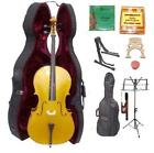 849495044812 Merano Grace 4 Size Gold Cello With Hard Case By