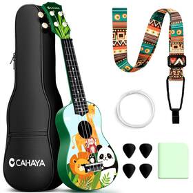 Bb-21zoo Cahaya Soprano Ukulele Beginner Kit 21-inch Cartoon-themed With Gig