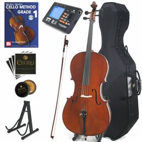 4cco-500 Cecilio 4/4cco-500 Flamed Solid Wood Cello With Hard Soft Case And Accessories