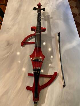Ceco-4 Cecilio Electric Cello - Full Size 4/4 Red Includes Bow