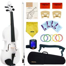 Crafteem Vlc100c 1/2 Fiddle White Colored Premium Violin Outfit For Beginners Adults Kids With