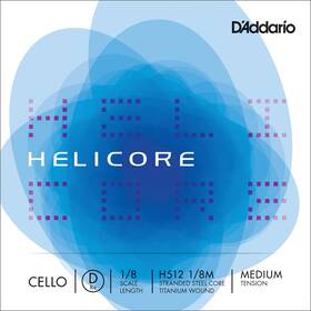 Daddario 019954938390 Helicore 1/8 Cello D String - Titanium/steel Medium
