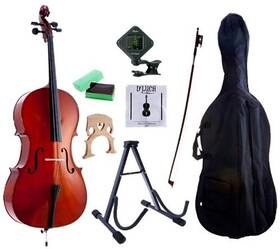 Dluca Mc100-1/8 Dftluca Meister Cello 1/8 Pack With Free Stand Bag Strings Tuner Rosin And Bow