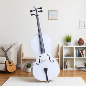 Juhomiee Jt-04723045 4/4 Full Size Acoustic Beginner / Student Cello Set - Bag Bow Rosin White