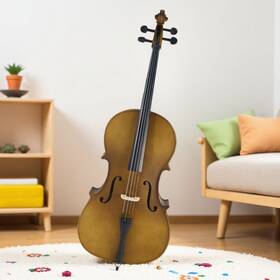 Juhomiee Jt-13709348 4/4 Full Size Acoustic Beginner Cello Set - Bag Bow Rosin Satin Gold