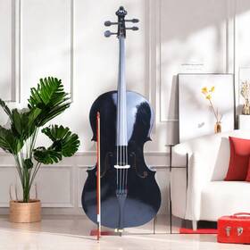 Jt-43366313 Jutrend Black 4/4 Full Size Basswood Acoustic Cello Set - Beginner Violoncello Kit