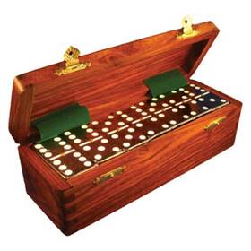 Cm-1099 Marion Domino Double Six Black Jumbo Tournament Professional Size With Spinners In D