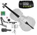 Mc150wt Merano 4 Full Size White Cello With Hard Case Bag And Bow