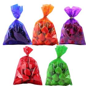 Morepack 761127961444 Valentines Colored Cellophane Treat Bags 6x9 Inch 100 Pcs Colorful