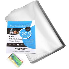 Cello1216m50 Morida 50 Pcs 12x16 Inch Cello Cellophane Treat Bags Clear Flat For Gift Wrapping B
