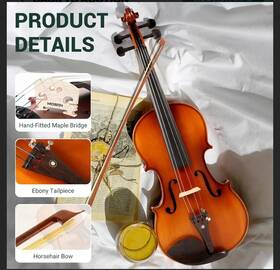Mosien Ms-836m Violin 4/4 Full Size Kit For Beginners And Adults Maple Spruce Wood