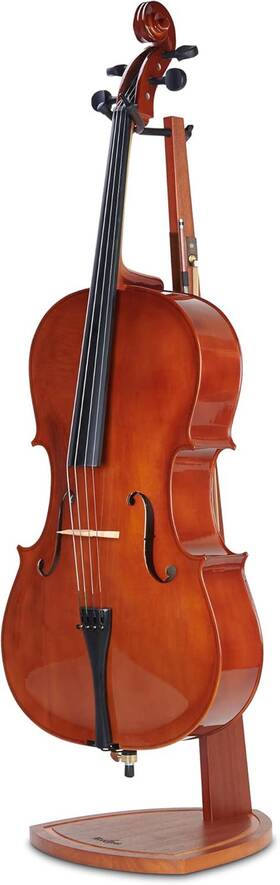 Musbeat 744110464757 Cello Stand With Bow Holder Handcrafted Mahogany Wood Floor For 4/4 Full