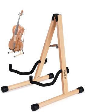 Musbeat Cs-bee-1003 Cello Stand With Bow Holder Beech Wooden A-shape Floor Padded Foa