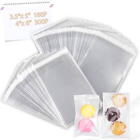 Neoact 737655662825 480 Pcs Clear Resealable Cellophane Bags 2 Sizes With 180 3.5 5 Inches