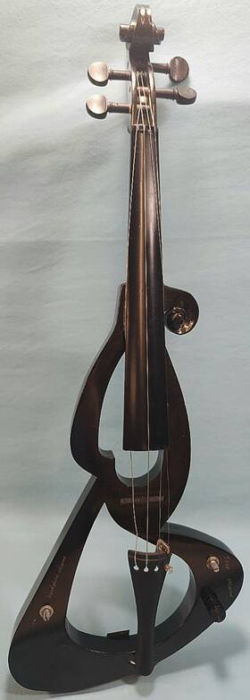 203950 Sojing 4-string 24 Inch Wooden Electric Cello Black With Gold Flakes Powers On
