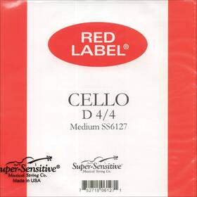 Super-sensitive Strings 752715061271 Red Label Cello D String - Nickel/steel Medium