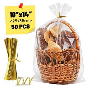 Vindafjord Dbmy-lwd-50p Clear Cellophane Gift Bags 10 Inch X 14 Large Party Favor P