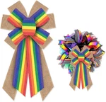 Large Gay Pride Bows For Wreath, Lgbtq Rainbow Colorful Natural Burl. Fixed Price $8.04.