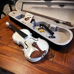 White Full-size 4/4 Solid Wood Violin Package With Case, Bow, Rosin, And More. Fixed Price $74.79.