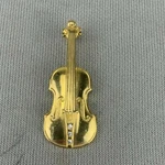Golden Violin/bass Brooch With White Rhinestone Gems Costume Jewelry. Fixed Price $5.52.