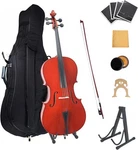 Cello 4/4 Acoustic Full Size Instrument Set With Bag Stand Bow Rosin Red. Fixed Price $259.99.