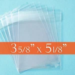 100 Clear Bags, 3 5/8" X 1/8" A1 Card ; Resealable Opp Poly Cellophane. Fixed Price $6.40.