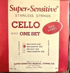 Super-sensitive Red Label Cello String Set, 1/4 Size. Fixed Price $49.95.