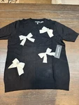 Karl Lagerfeld Paris All-over Appliqu Sweater Black White Bows Size New. Fixed Price $40.00.
