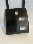 Mark Cross Rare Vintage Black Leather Push Lock Shoulder Double Strap Bag. Fixed Price $149.49.