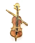 Vtg Cello Acoustic Instrument Brown Black Gold Tone Enamel Musician Pin. Fixed Price $12.99.