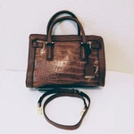 Merano Brown Croc Faux Leather Snap Detachable Strap Double Handle Shoulder Bag. Fixed Price $21.99.