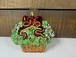 Christopher Radko Holly Candy Cane Basket With Bow Ornament. Fixed Price $49.00.