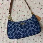 Coach Teri Shoulder Bag In Signature Denim Navy/natural Gold Tone- New. Fixed Price $96.00.