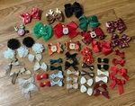 Lot Of 51 Christmas Winter Holiday Hair Bow Barrette Clips, Various Sizes. Fixed Price $30.00.