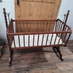 Vintage Nelson Jenny Lind Spindle Style Wooden Baby Cradle/bassinet Maple. Fixed Price $260.95.