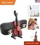 Exquisite Miniature Cello Model: Wooden Musical Ornament With Case, 5.5IN. Fixed Price $33.99.