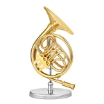 Broadway Gift Co. 3.5" Gold Brass French Horn Miniature With Case Stand. Fixed Price $12.99.
